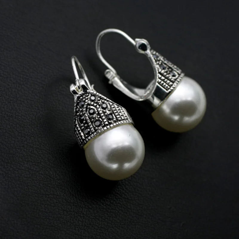 MOONROCY Free Shipping Fashion Jewelry wholesale Vintage Cubic Zirconia Crystal Imitation Pearl Earrings rings Gift|fashion pearl earrings|pearl