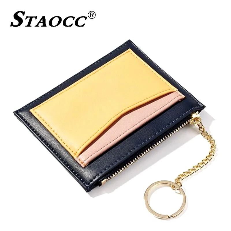 

2019 Patchwork Women Wallet Mini key Chain Coin Pures Thin Female Purse Card Holder High Quality Fashion Leather Short Wallets