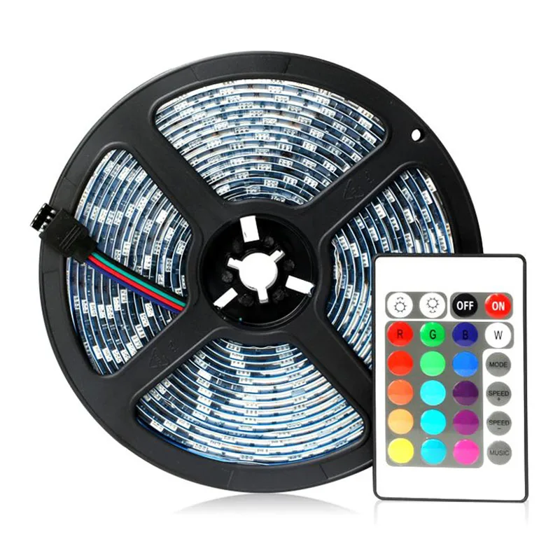 Горячая SMD 5050 музыка synch RGB светодиодные ленты свет 5 м светодиодный 60 led/м гибкая лента клейкие лампы 24 ключ ИК контроллер DC 12 В адаптер набор