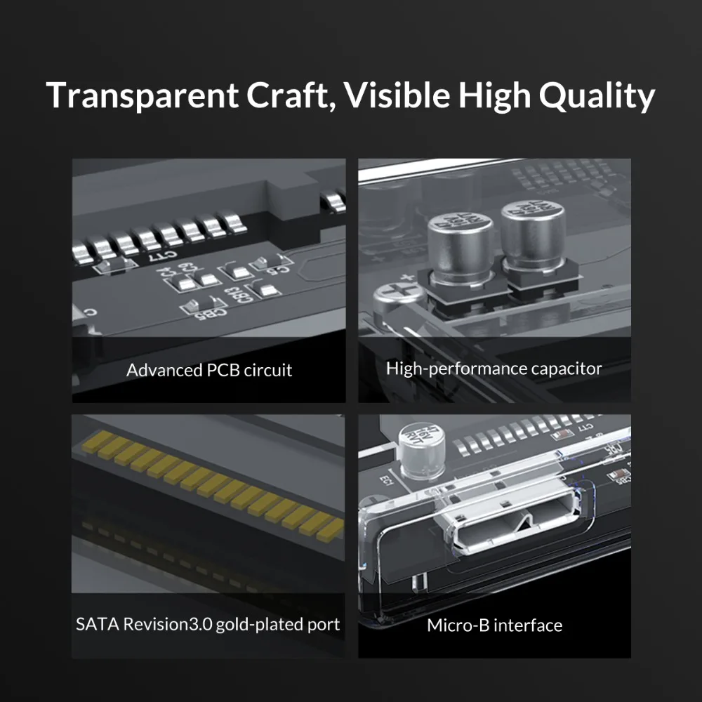 ORICO чехол для жесткого диска 2,5 дюймов прозрачный корпус для жесткого диска USB3.0 с подставкой 5 Гбит/с USB C жесткий диск 10 Гбит/с Поддержка UASP