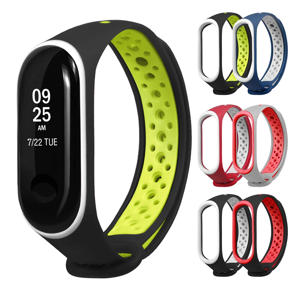 Спортивный ремешок для Xiaomi Mi Band 3 силиконовый браслет смарт часов