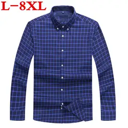 Большие размеры 8XL 7XL 6XL новое поступление с длинным рукавом Для мужчин хлопковые рубашки торжественное платье рубашка мужской моды