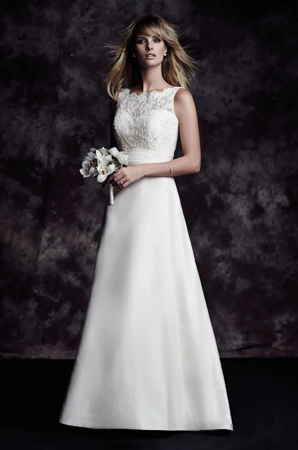 A line Lace Top Illusion Lace Neckline Bow Back Chinese Factory font b Wedding b font