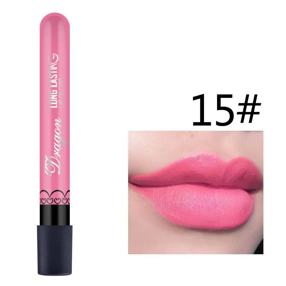 21 цвет женский увлажняющий матовый блеск для губ водостойкий блеск для губ женский сексуальный макияж стойкий блеск для губ новинка - Цвет: 15