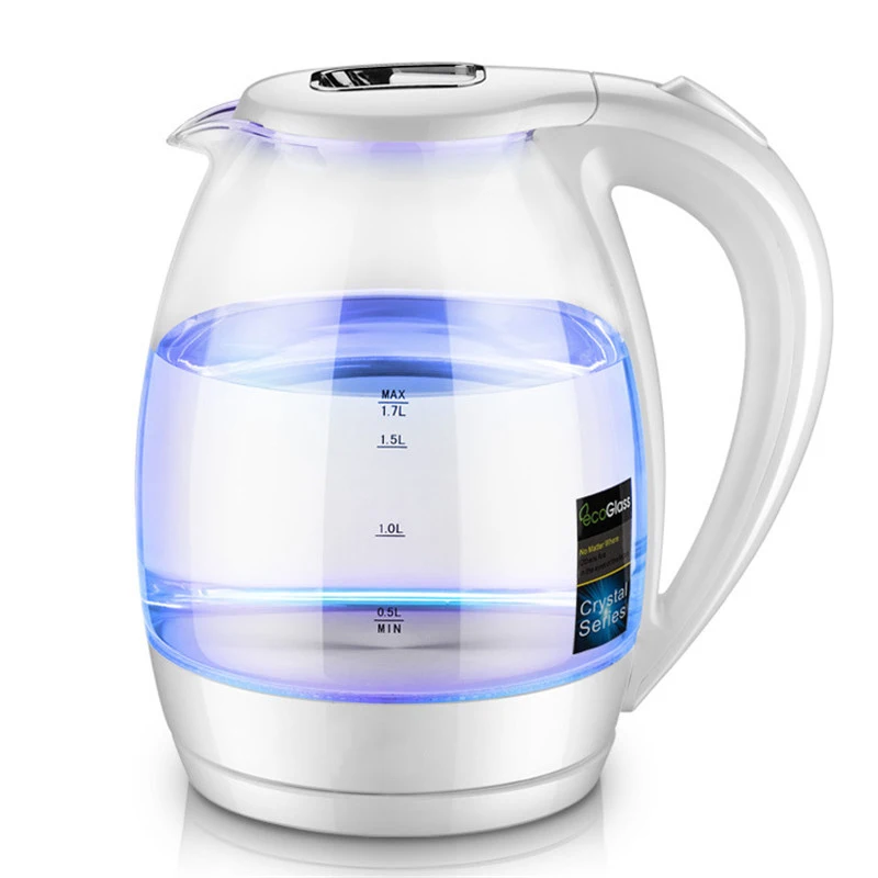 Blue Light Transparent Glass 1.7L Large Capacity Water Heater Kettle
