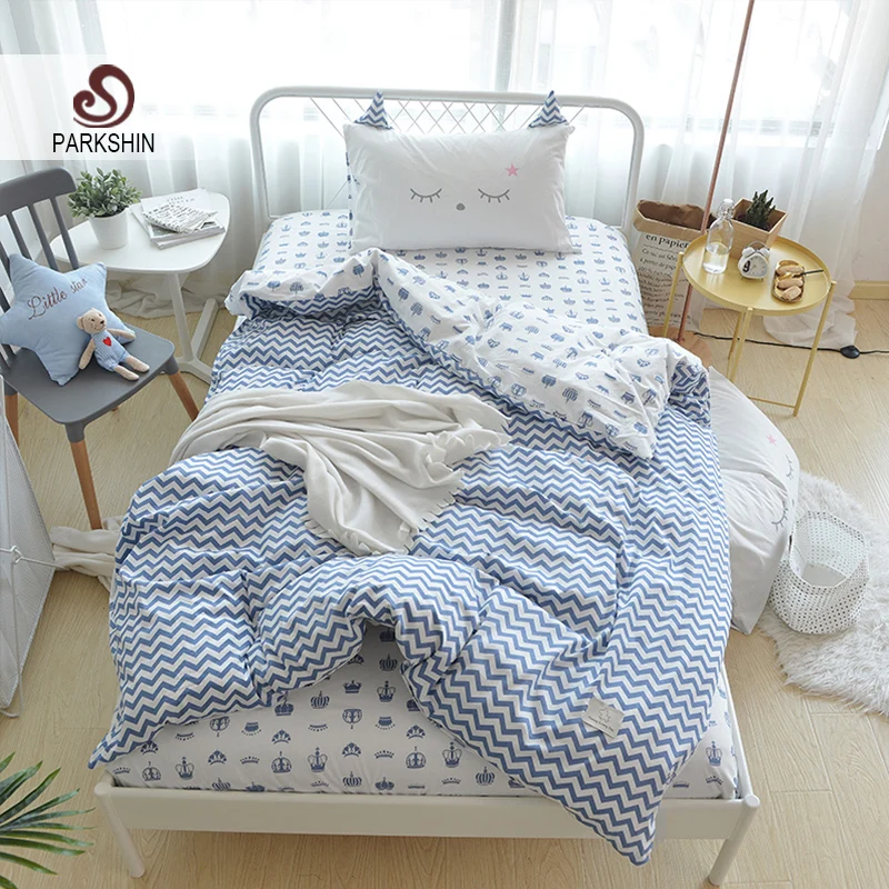 

Parkshin Child Cartoon Wave Pattern Active Printing Bedding Set 100% Cotton Soft Protect Kids Skin Comfortable Bedspread