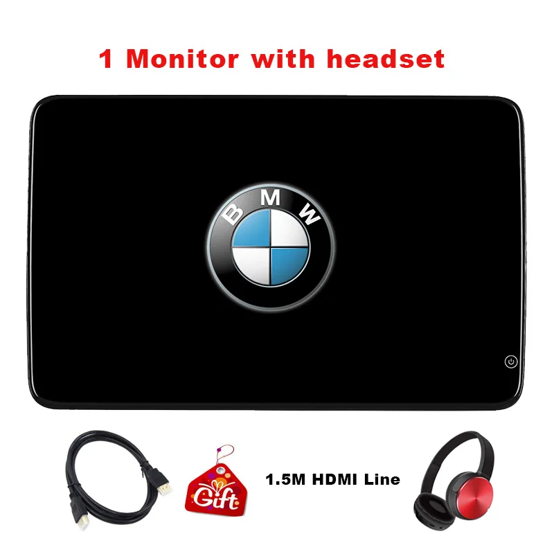 1 monitor 1 headset Android 7,1 8 ядерный Автомобильный подголовник монитор 1920*1080 12,5 дюймов HD 1080P 2.5D ультратонкий сенсорный экран wifi Bluetooth USB SD HDMI FM - Цвет: 1 monitor 1 headset