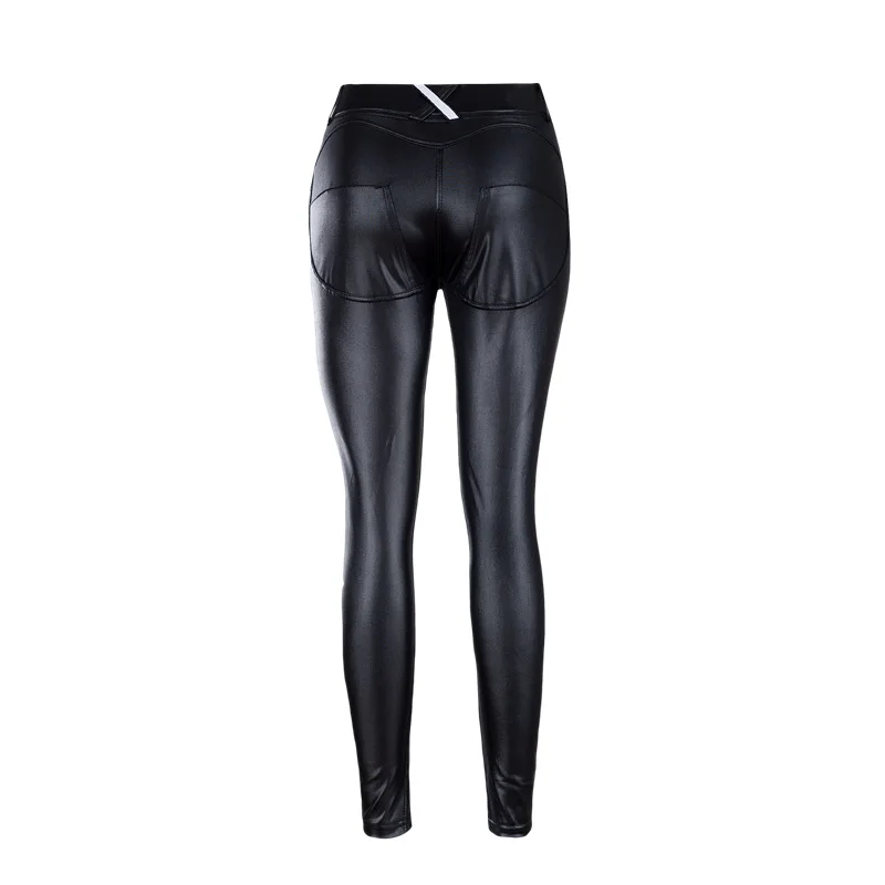 Женские брюки из искусственной кожи эластичные брюки-карандаш с эффектом пуш-ап обтягивающие узкие брюки женские повседневные брюки