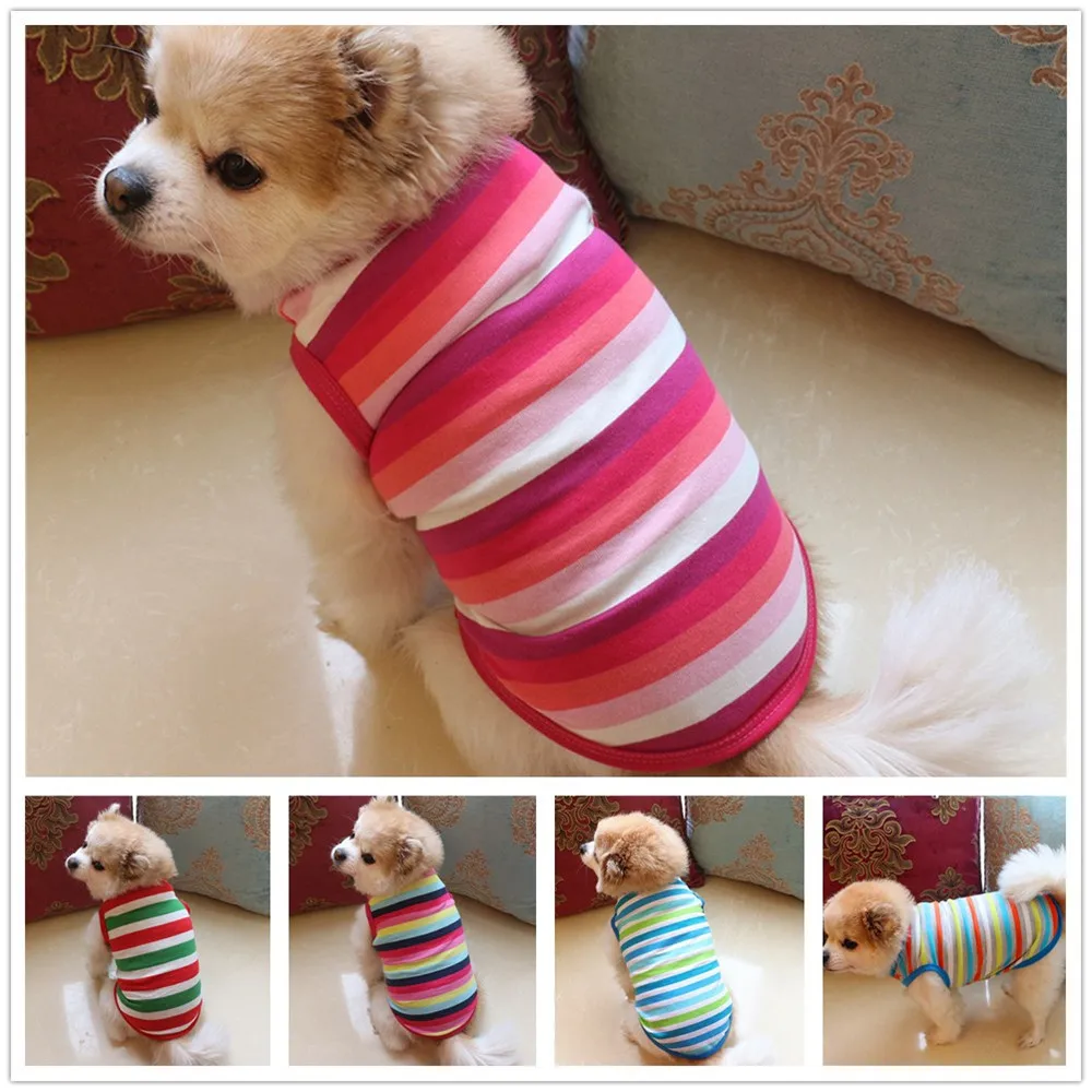 HOT SALE NEW Arrivals Pet Dog Clothing Cotton Stripe Vest Puppy Costume