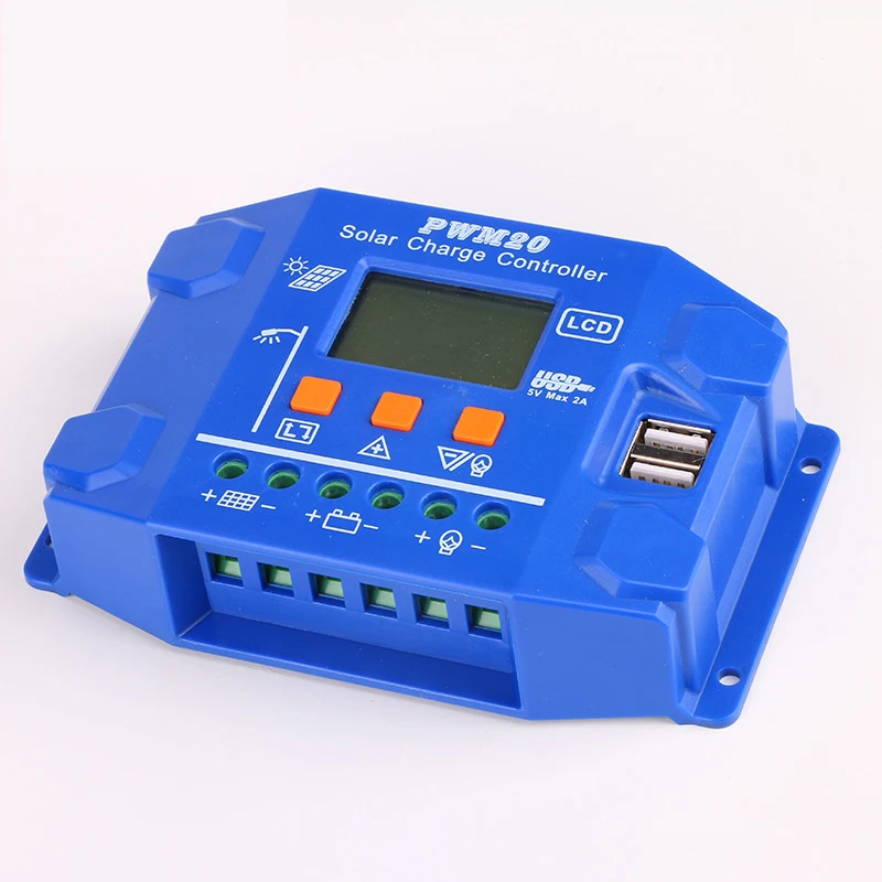 30A/20A/10A 12V 24V Auto Solar Charge Controller PWM Controllers LCD Dual USB 5V Output Solar Panel PV Regulator