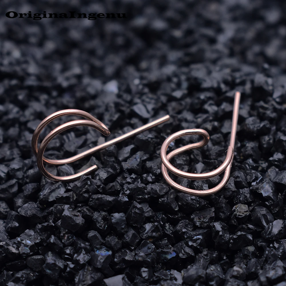 Ювелирные изделия Oorbellen серьги ручной работы минималистичные открытые маленькие с одним отверстием двухрядные полукруглые серьги-гвоздики для женщин
