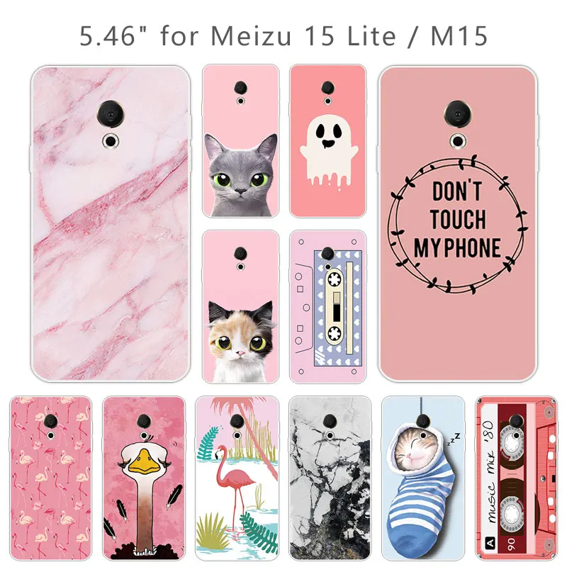 Мягкий ТПУ чехол для Meizu 15 Lite M15 прозрачный силиконовый розовый задней панели