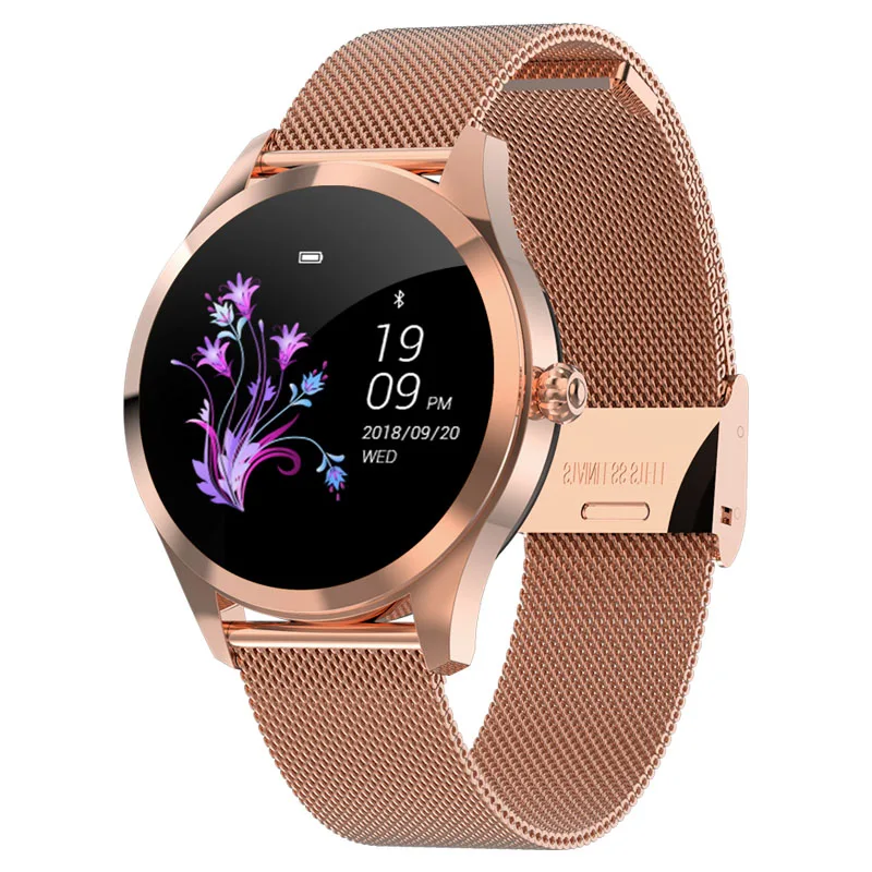 Bluetooth cмарт часы женщин Ip68 шагомер пульсометр умный фитнес браслет водонепроницаемые умные часы из нержавеющей стали для Android IOS смарт браслет - Цвет: Gold Stainless