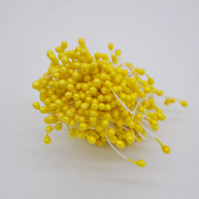 Bundle= (500PCS )Artificial Flower Double Heads Stamen Pearlized Craft Cards Cakes Decor Floral for home wedding party decor