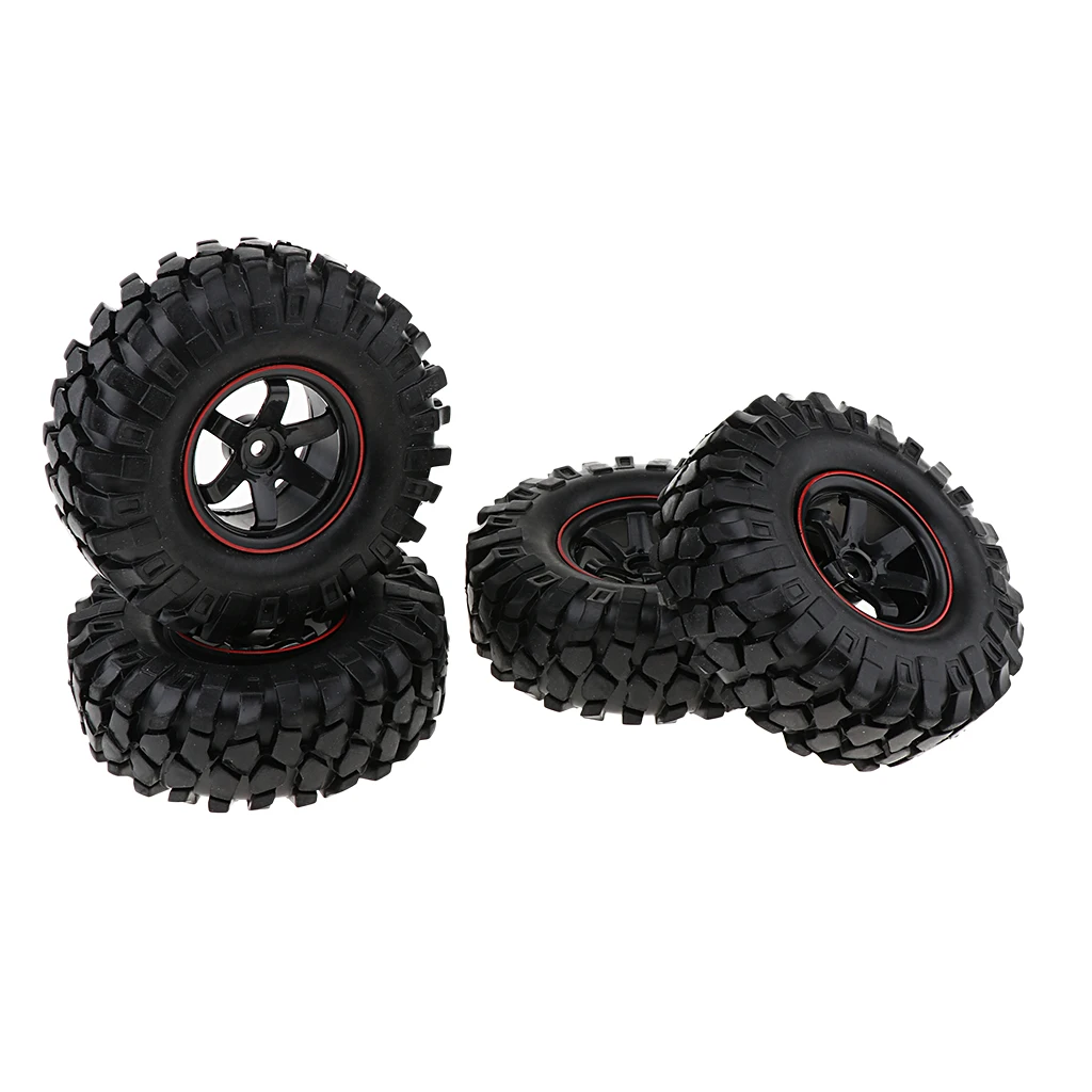 MagiDeal 1/10 Scale 108mm Dia Black Rubber Tire Tyres w/ Wheel Hex Rim Metal for Axial SCX10 D90 RC Crawlers Truck Parts