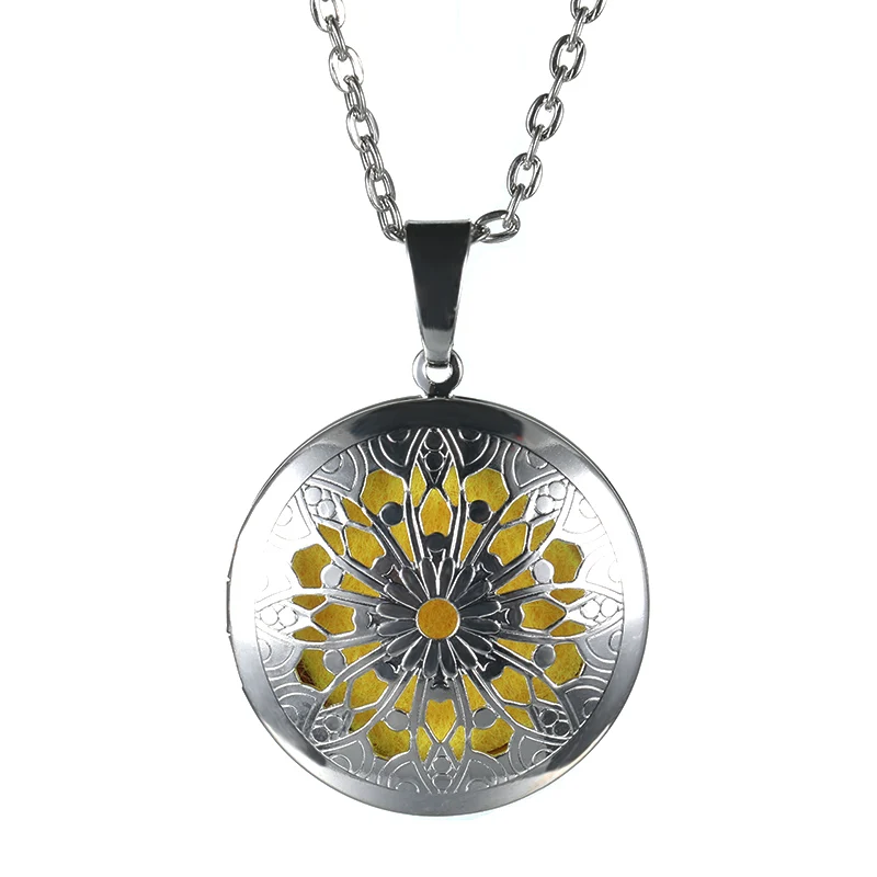 

Jewelry Shaped Silver Round Sweater Chain Aromatherapy Box Aroma Can Last 2-3 Days Charm Pendant Long Necklace For Women Girls