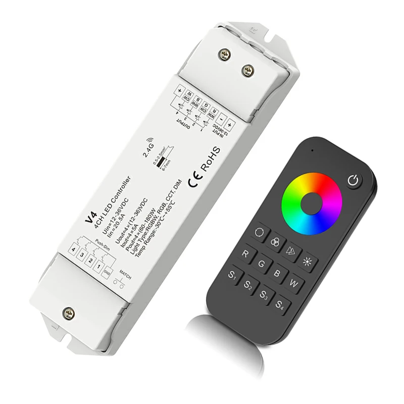 Led rgb rgbw линейка контроллер 2,4G RT4 Беспроводной на дистанционном управлении с V4 4CH* 5A Беспроводной приемник 12 V светодиодные ленты rgb/rgbw контроллер