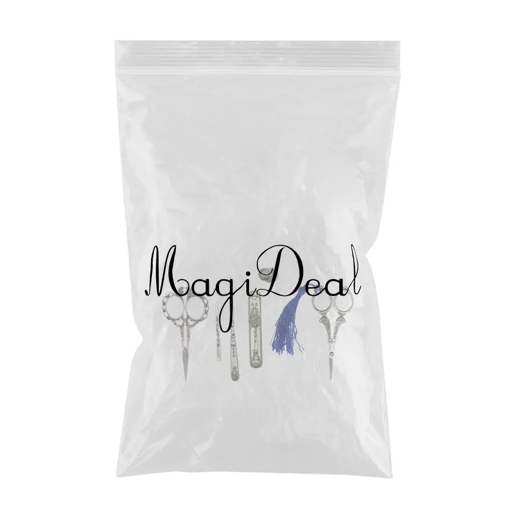 6pcs European Vintage Silver Embroidery Sewing Scissors Thimble Needle Case