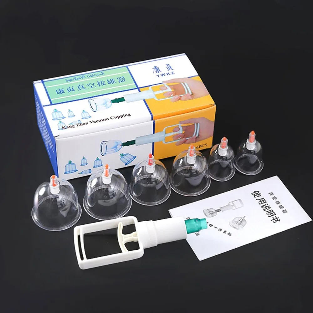

6 Pcs Massage Vacuum Cupping Set Thicker Magnetic Aspirating Cupping Cans Cupuncture Massage Suction Cup With Tube Toiletry Kits