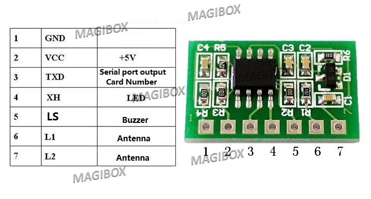 10Piece lot 125kHz EM4100 TTL RS232 RFID card reader Moule Embedded module Circuit UART Interface 345UH
