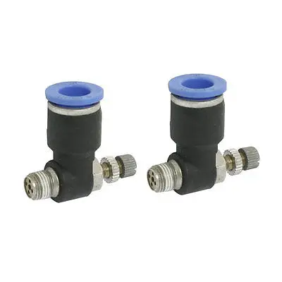 

10mm Tube Quick Connector 1/8" PTThread Speed Control Air Valve Throttle 2 Pcs