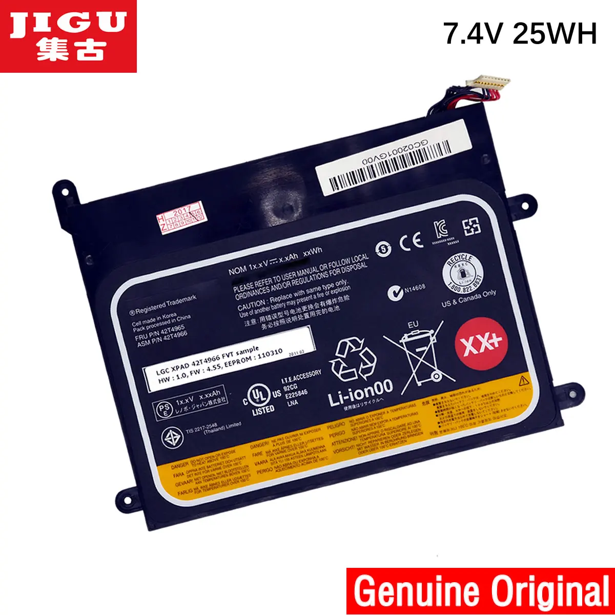 

JIGU 42T4965 42T4966 42T4985 Original laptop Battery For Lenovo Tablet 1 7.4V 25WH Built-in battery