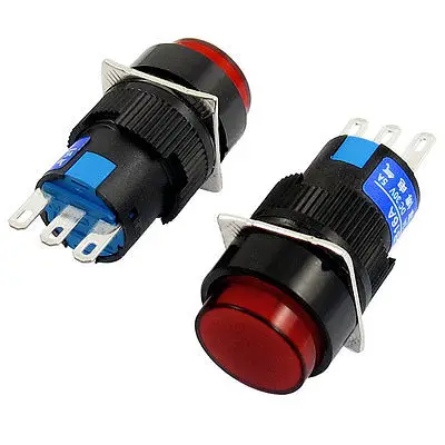 2 шт. AC 250V 3A DC 30V 5A 3 Pin NO/NC красная круглая кнопка с самовозвратом