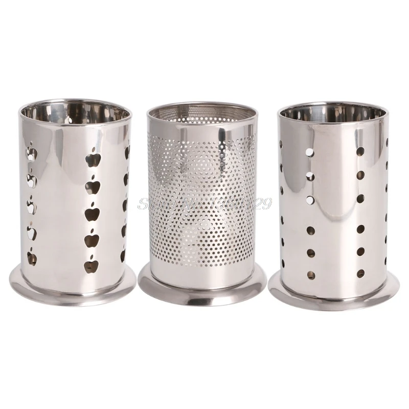 

Stainless Steel Circular Tableware Cage Chopsticks Box Tube Brush Spoon Holder Kitchen Storage Holders Racks Dropship