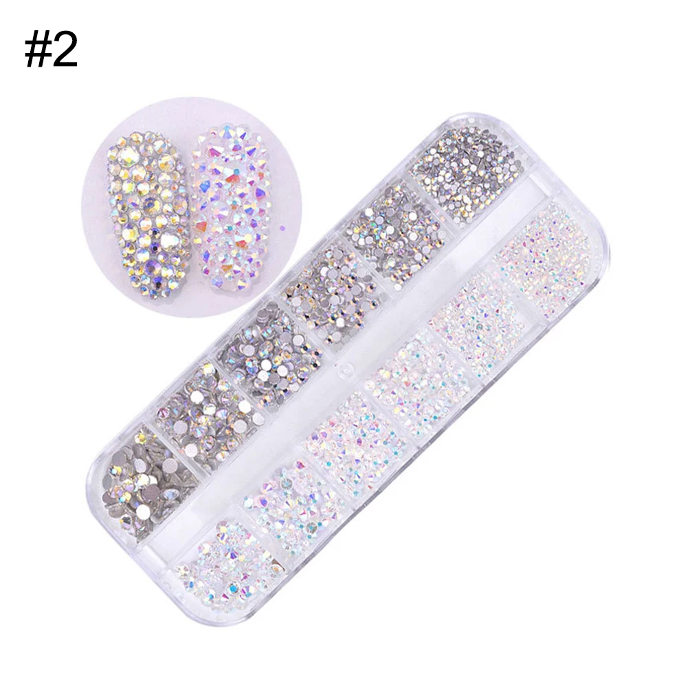 1000Pcs Transparent AB Flat Back Nail Art Rhinestones Mixed Sizes 2mm  Crystals Gems For DIY Nail And Crafts Decorations (00T Mix Colors AB) 