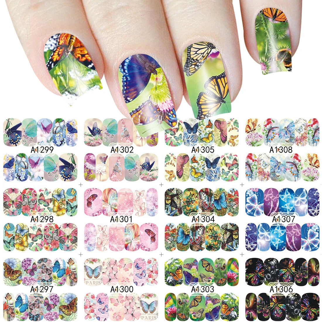 Butterfly Pattern Nail Stickers Nail Art Decorations Transfer Water