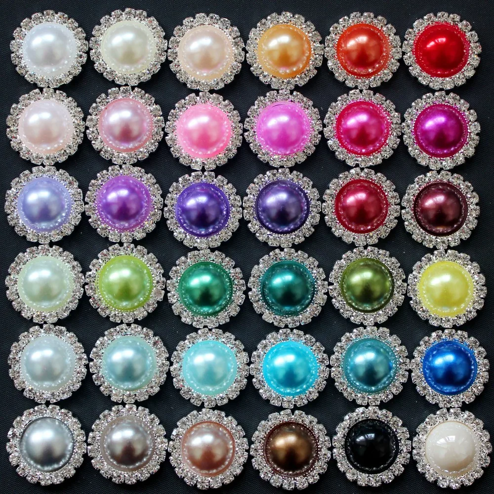 Buy Mixed color,21mm flat back crystal pearl button
