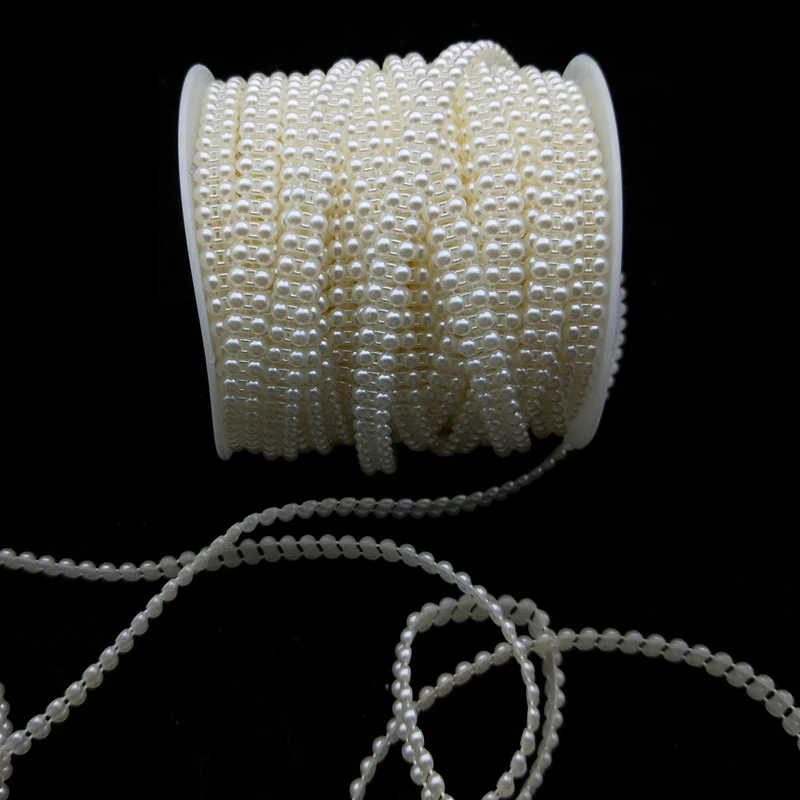 5 Yards Half Pearl Beads 4mm Two Rows Round Beads Diy Crafts Supplies Decoration Wedding Accessories Bridal Dresses Jewelry