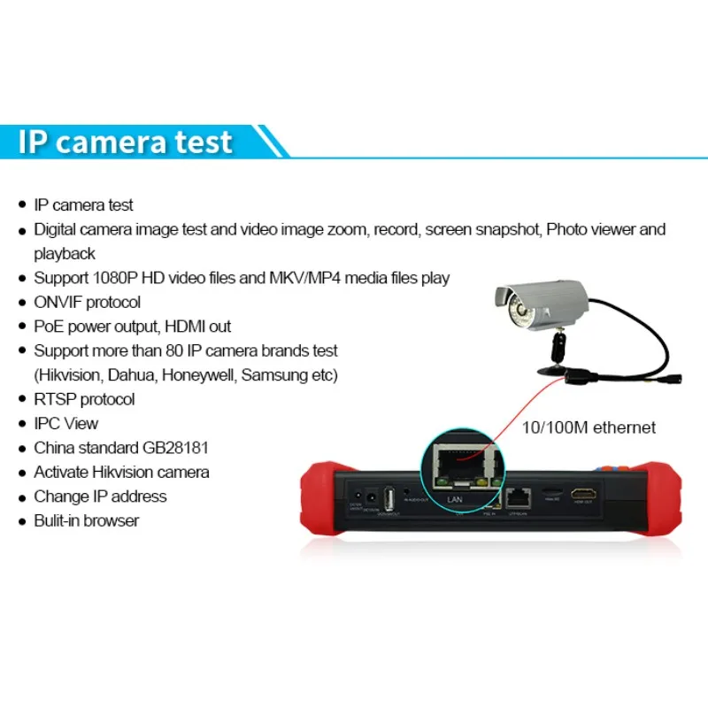 Wanglu IPC9800 7 дюймов CCTV тестер монитора TVI CVI AHD SDI CVBS IP HD коаксиальный Камера с WI FI/PoE