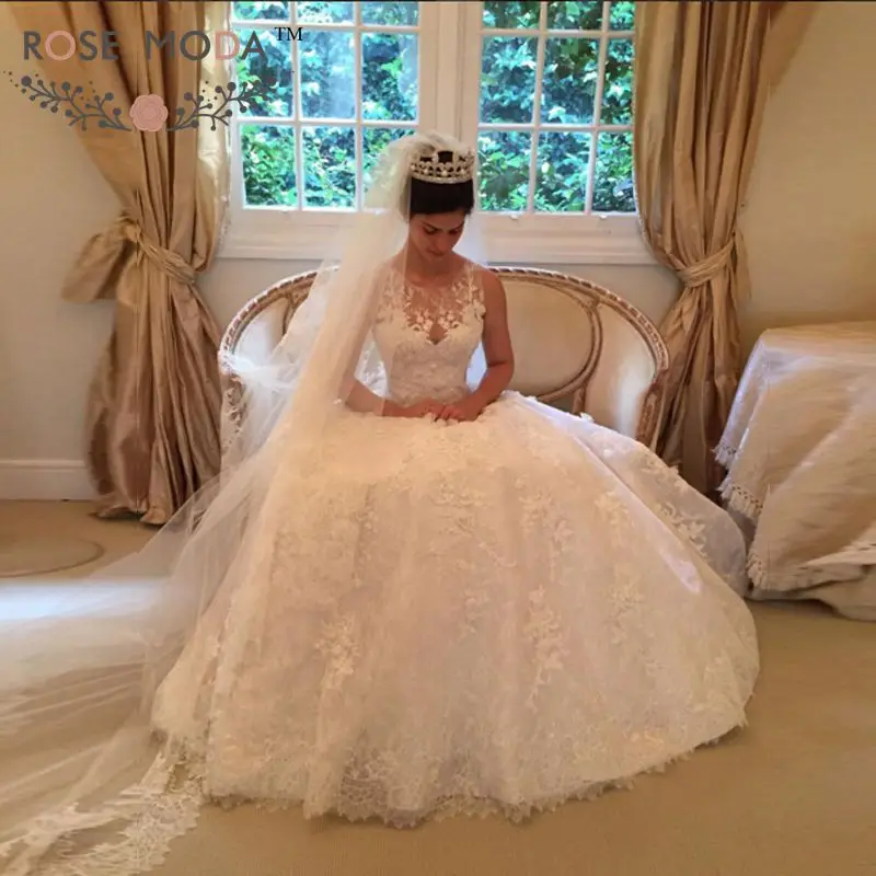 

Rose Moda Chantilly Lace Wedding Dress 2019 Sleeveless Lace Bridal Dresses