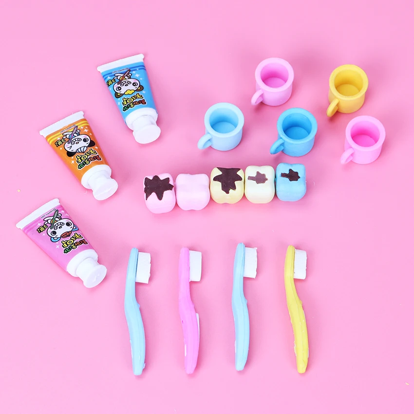 4PCS/Set New Fashion Tooth Shaped Eraser Rubber Stationery Kid Gift