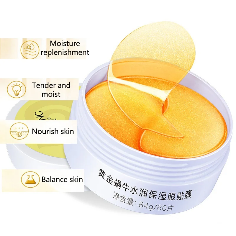 

Hot Gold Snail Collagen Eye Patch Moisturizing Remove Dark Circles Anti-Puffiness Anti-Wrinkles Gel Eye Pads