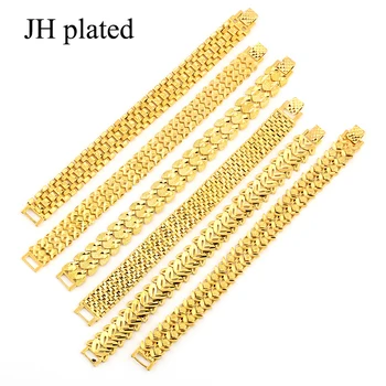 

JHplated width 1.6cm long 21cm Men's Bracelet Gold Color Bangle for Women Jewelry Ethiopian/Arab fashion jewelry best gift
