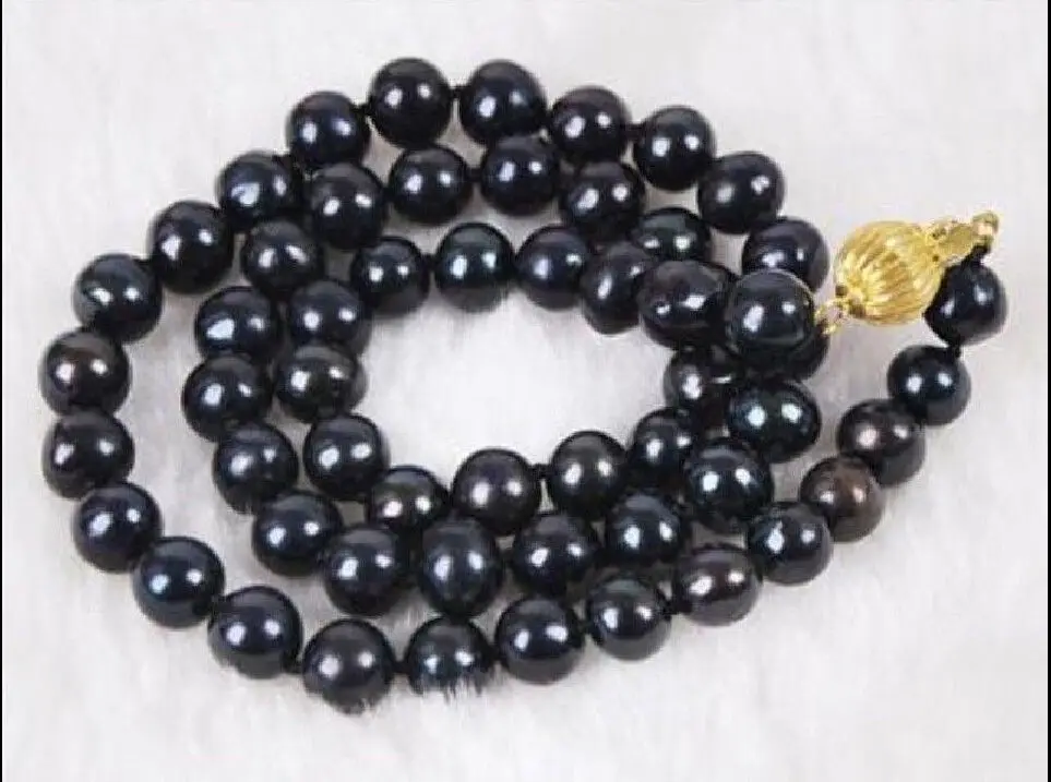 

genuine huge 10-11mm natural Black tahitian Pearl Necklace 18 inch r a(5.18)
