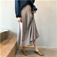 Satin-High-Waist-Fishtail-Maxi-Skirt-Korean-Style-Summer-A-Line-Solid-Harajuku-Vintage-Streetwear-Plus