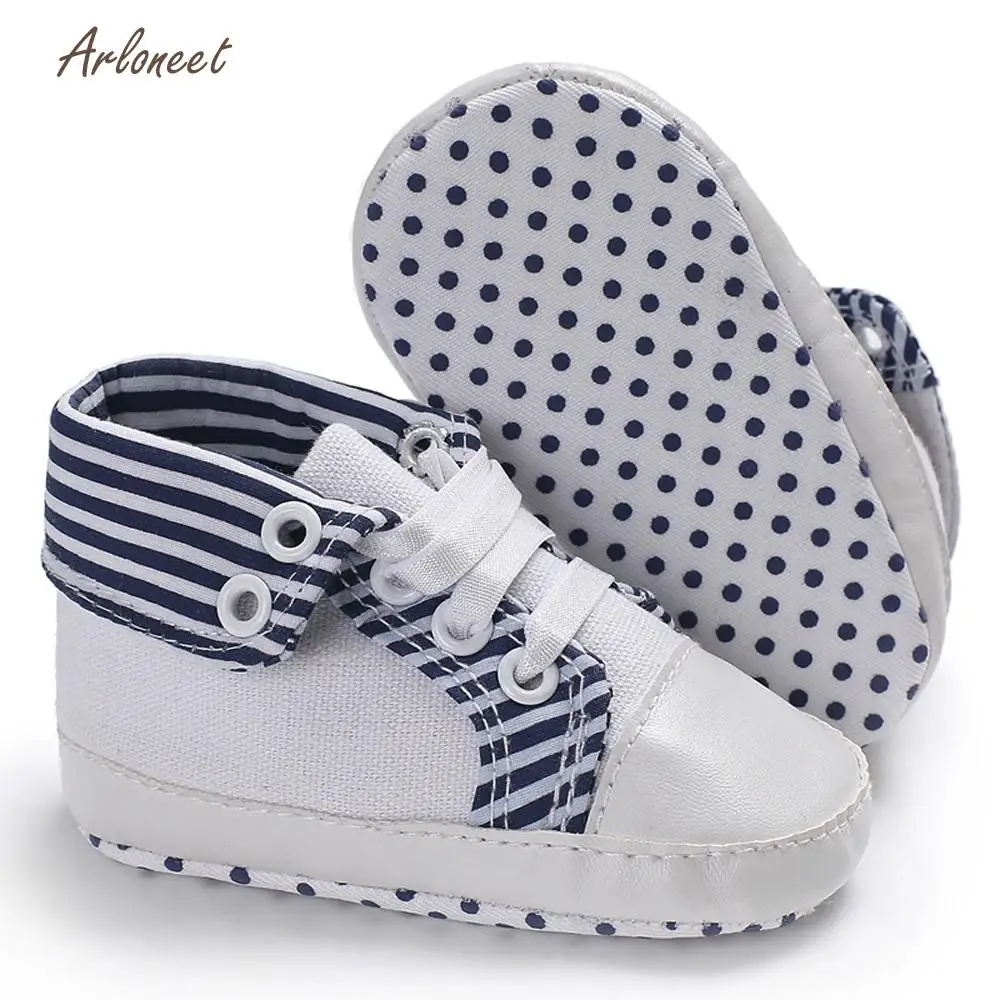 ARLONEET Solid baby boy shoes baby girl shoes first walker Stripe First Walker Round Toe Flats