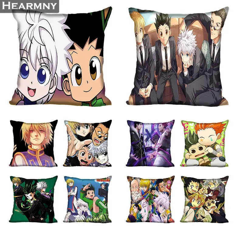 

New Arrival Hunter X Hunter Pillow Cover Bedroom Home Office Decorative Pillowcase Square Zipper Pillow Cases Satin Soft No Fade