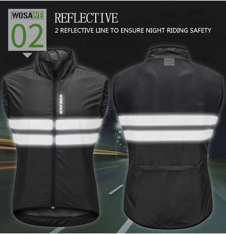 WOSAWE Cycling Vest Sleeveless Tight Jersey Maillot Reflective Windbreaker High Visibility MTB Bike Clothing Bicycle Safety Vest WOSAWE Cycling Vest Sleeveless Tight Jersey Maillot Reflective Windbreaker High Visibility MTB Bike Clothing Bicycle Safety Vest