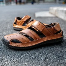 Большие размеры 47, 48, мужские сандалии летние модные пляжные сандалии мужская кожаная повседневная обувь мягкие Нескользящие сандалии zapatos de hombre