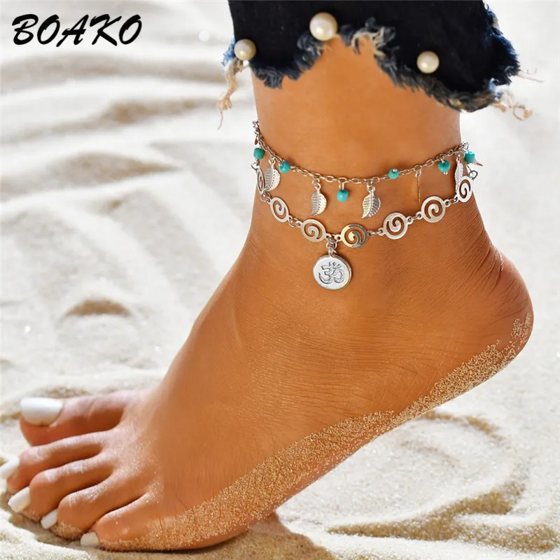 BOAKO Boho подвеска в виде черепахи женские браслеты для щиколотки значки на руки браслеты на ноге босиком босоножки Украшенные бижутерией chaine цепочка на ногу