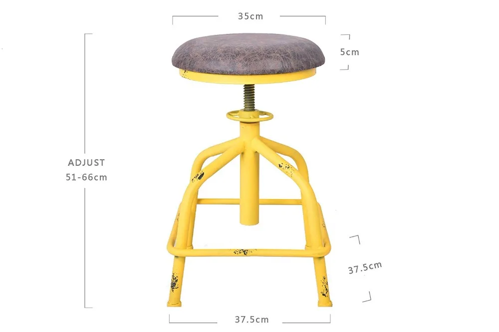 American Antique Industrial Design PU Leather Bar Stool Round Seat Adjustable Height Swivel Chair American Antique Industrial Design PU Leather Bar Stool Round Seat Adjustable Height Swivel Chair