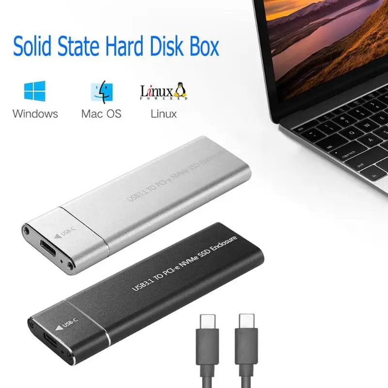 Новые USB3.1 Тип-C M.2 M ключ Накопитель SSD с протоколом NVME коробка твердотельный накопитель Корпус случае 10 Гбит/с, высокая Скорость жесткий диск