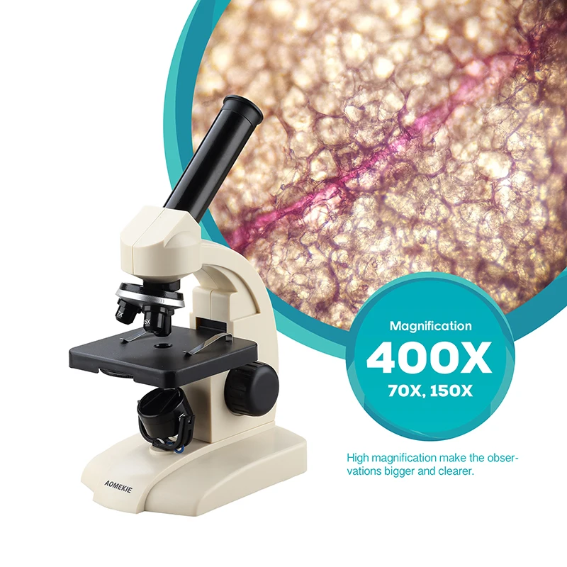 Монокуляр Биологический микроскоп 70X-400X 3 настройки увеличения учебное игрушка в подарок для детей малыша студентов