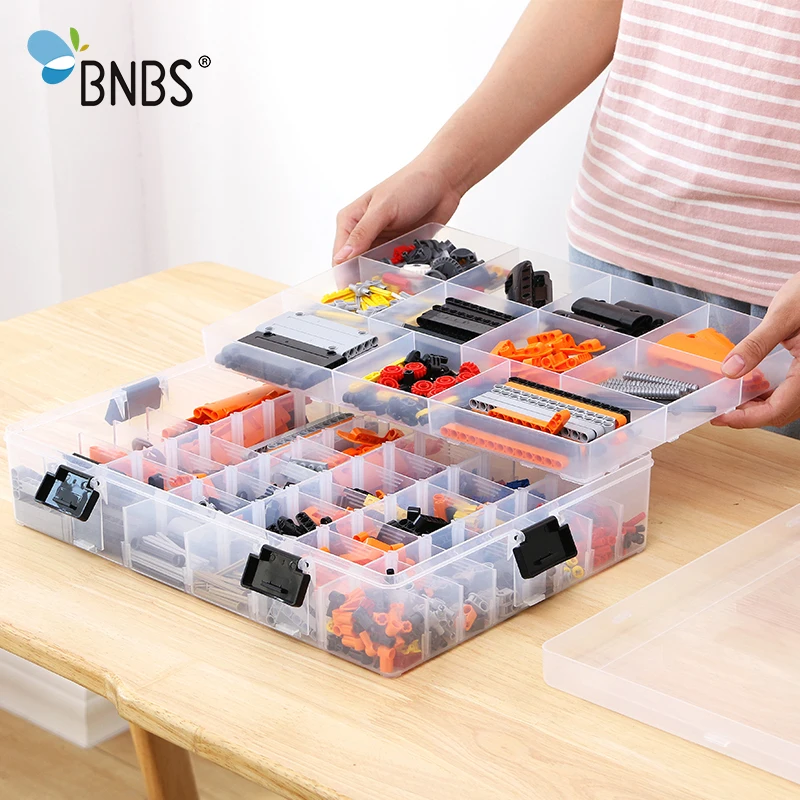 Billige BNBS Bausteine Lego Spielzeug Große Kapazität Hand Kinder Lagerung Fall Klar Kunststoff Organizer Box Anpassen Können Die Lagerung Raum
