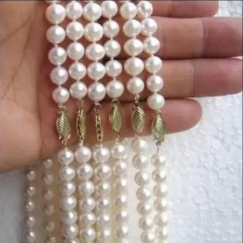 

FREE shipping>>>> wholesale 6pcs 8-9mm white akoya pearl necklace 18" 6.07