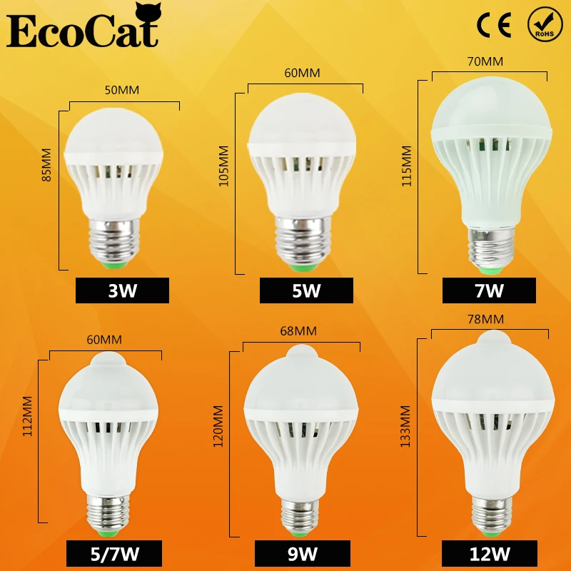 Светодиодный лампа движения Сенсор Лампа 220V E27 светодиодный светильник 3 Вт 5 Вт 7 Вт 9 Вт 12 Вт Звук+ светильник автоматический умный светодиодный инфракрасная лампа для тела